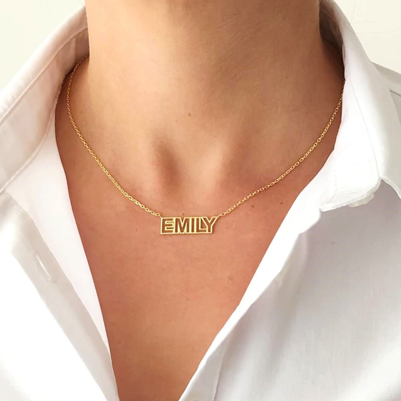80s Retro Nameplate Necklace - Darlings Jewelry | Express Yourself Through Bling!