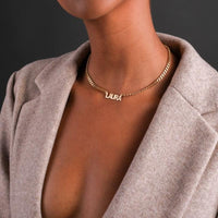Boxy Nameplate Necklace with Cuban Chain - Darlings Jewelry | Express Yourself Through Bling!