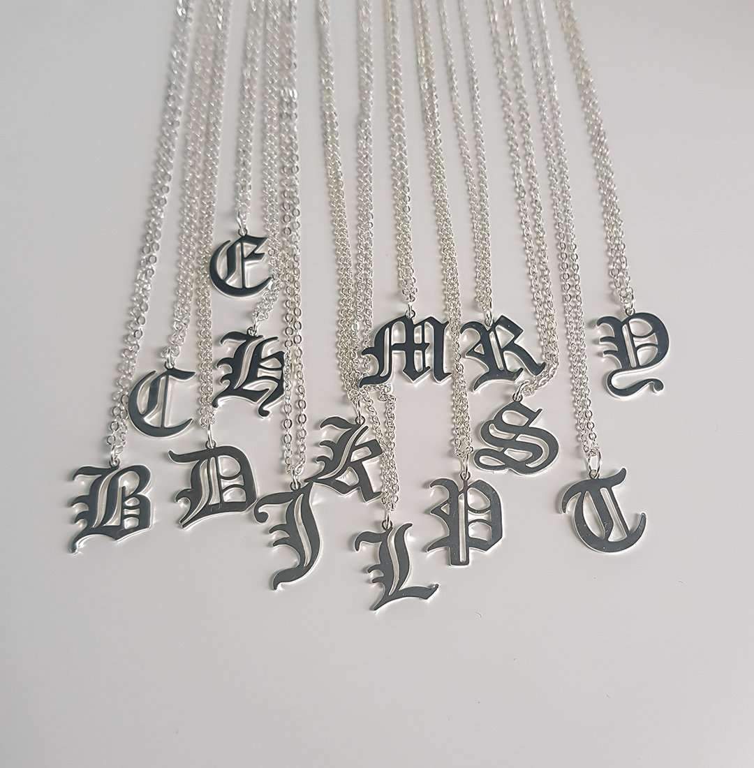 Old English Initial Necklace - Darlings Jewelry | Express Yourself Through Bling!