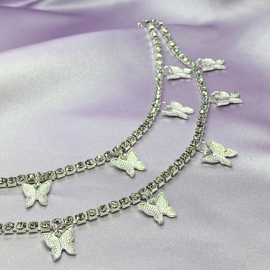 Layered Crystal Butterfly Necklace - Darlings Jewelry