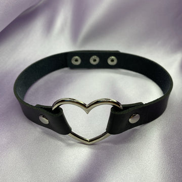 Leather Heart Choker - Darlings Jewelry | Express Yourself Through Bling!