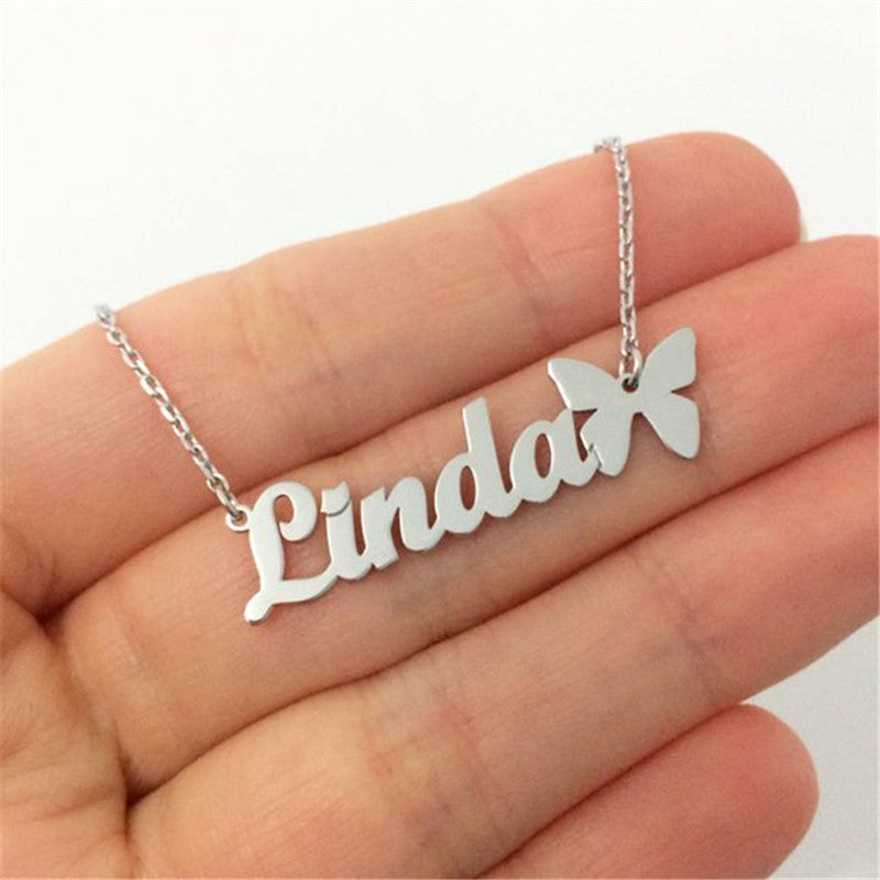 Classic Nameplate Butterfly Necklace - Darlings Jewelry | Express Yourself Through Bling!