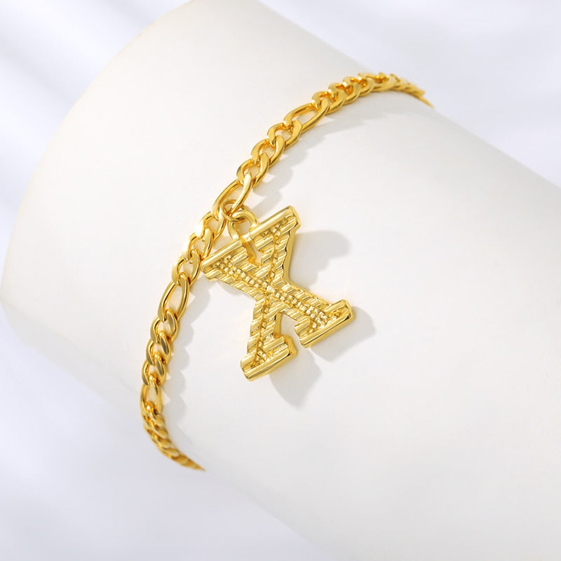 Pressed Gold Letter Anklet - Darlings Jewelry | Express Yourself Through Bling!