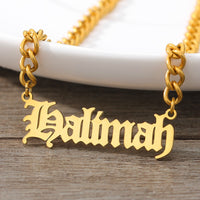 Old English Nameplate Necklace with Curb Chain - Darlings Jewelry | Express Yourself Through Bling!