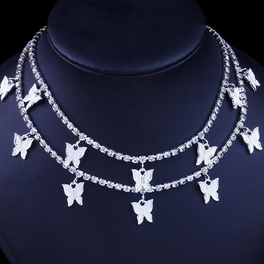 Layered Crystal Butterfly Necklace - Darlings Jewelry | Express Yourself Through Bling!