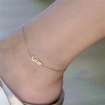 Classic Nameplate Anklet - Darlings Jewelry | Express Yourself Through Bling!