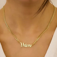 Old English Nameplate Necklace with Curb Chain - Darlings Jewelry | Express Yourself Through Bling!